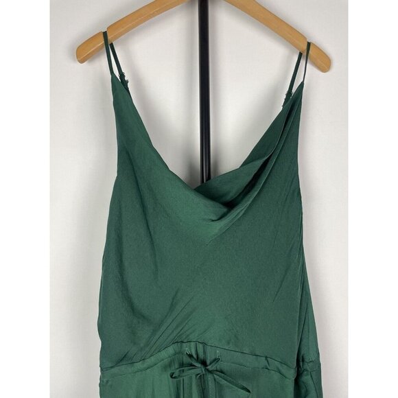 Selfie Leslie Forest Green Ava Cowl Neck Satin Drawstring Midi Dress Size XS - Picture 6 of 12